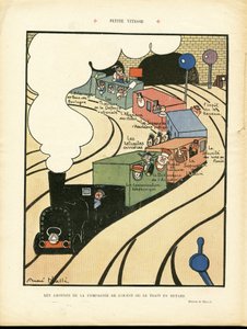 Illustration par André Hellé (1875-1945) dans Le Rire, 25/01/08 - Petite vitesse - Transport, Train Chemin de fer, Compagnie de l