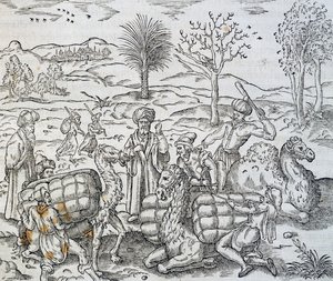 Marchands arabes en Syrie, gravure de Cosmologie Universelle, par André Thevet (1504-1592) - Andre Thevet