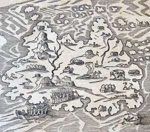 Île de la Trinité, gravure de la Cosmologie Universelle, par André Thevet (1504-1592), Paris - Andre Thevet