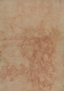 La bataille de Spoleto, vers 1575 (craie rouge sur papier) - Andrea (1539-1614) Vicentino