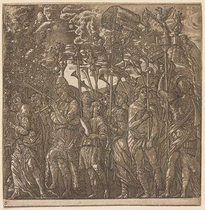 Le Triomphe de Jules César: Soldats portant des bannières et des étendards, 1593-99