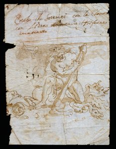 Croquis de design pour un support de vase, base représentant Hercule avec l