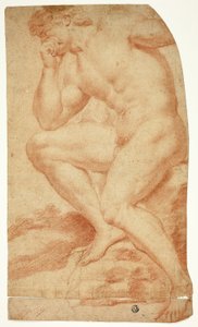 Nu masculin académique assis de profil à gauche - Andrea Camassei