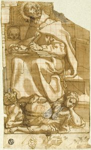 Saint Romuald ou Saint Augustin dans son Étude - Andrea Lilio
