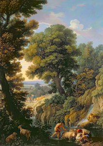 Un paysage dans le Latium avec des bergers