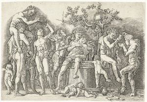 Bacchanale avec satyres et bacchantes près du pressoir à vin - Andrea Mantegna