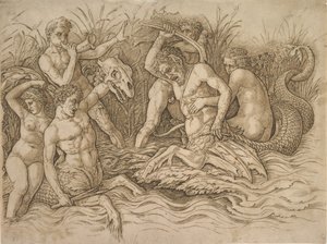 Bataille des Dieux de la Mer moitié droite, vers 1485-88 - Andrea Mantegna