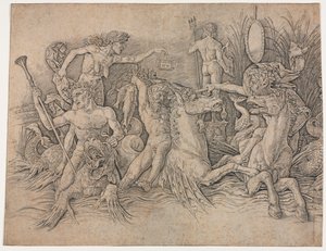 Bataille des Dieux de la Mer - partie gauche - Andrea Mantegna