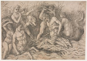 Bataille des dieux de la mer - partie droite, vers 1485-88 - Andrea Mantegna