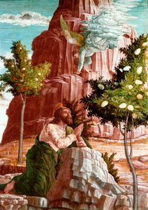 Christ priant au Jardin des Oliviers. Détail. Prédelle du retable de San Zeno de Vérone. Peinture sur bois d