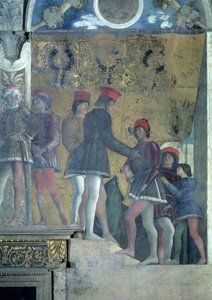 Courtisans de la cour de Marchese Ludovico Gonzaga III de Mantoue, de la Camera degli Sposi ou Camera Picta, 1465-74 (détail) - Andrea Mantegna