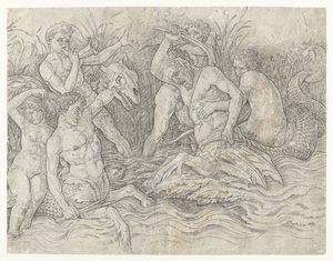 Combat entre tritons avec des néréides sur leur dos - Andrea Mantegna