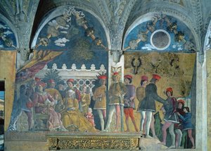 Marquis Ludovico Gonzaga III, sa femme Barbara de Brandebourg, leurs enfants, courtisans et leur chien Rubino, de la Camera degli Sposi ou Camera Picta, 1465-74 - Andrea Mantegna