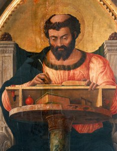 Saint Luc à son bureau (détail) - Andrea Mantegna