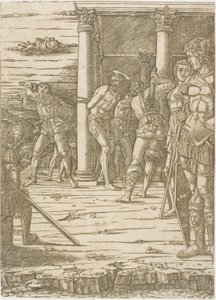 La Flagellation du Christ, avec le paysage en arrière-plan