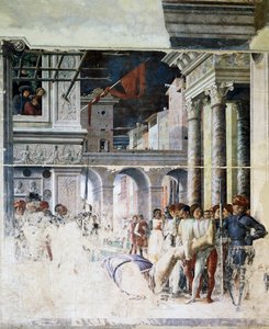 Transport du corps décapité de Saint Christophe, (détail) du Martyre de Saint Christophe - Andrea Mantegna