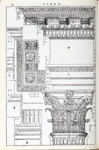 Détails décoratifs du Temple de Trajan, illustration d