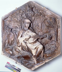 Poésie, carreau décoratif hexagonal en relief d