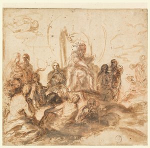Projet pour Allégorie de la Sagesse Divine, Salle de Réception, Palazzo Barberini, Rome, Italie - Andrea Sacchi