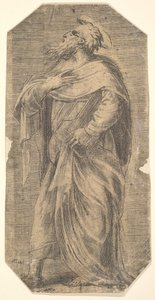 Saint Jude tourné à gauche, livre sous le bras gauche, de 
