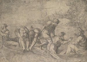 La pêche miraculeuse, Christ à droite accompagné d