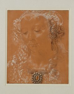 Tete de femme, les yeux baisses, legerement tournee vers la gauche … - Andrea del Verrocchio