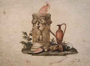 Brasero en forme de colonne, décoré de festons et d