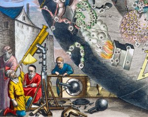 Astronomes regardant à travers un télescope, 1660-1661 - Andreas Cellarius