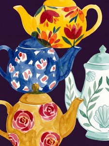 Pile de tasses à thé fantaisiste