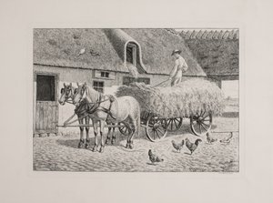 Danish : Un chariot de récolte dans une ferme - Andreas Peter Madsen