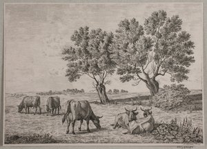 Paysage avec bétail paissant