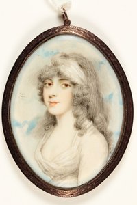 Une jeune dame en robe blanche et bandeau - Andrew (after) Plimer