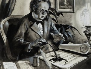 Portrait de Franz Schubert (gouache sur papier) - Andrew Howat