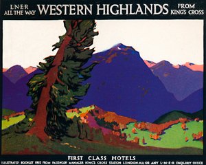 Western Highlands - Hôtels de première classe - Affiche britannique, c1926