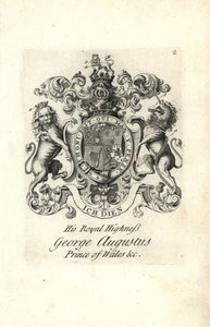 Blason et armoiries de Son Altesse Royale George Augustus, Prince de Galles, plus tard Roi George II d