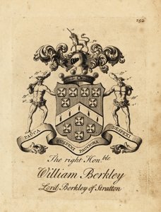 Blason du très honorable William Berkley, Lord Berkley de Stratton, 4e baron Berkeley de Stratton, décédé en 1741 - Andrew Johnston