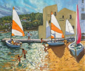 Lancement de bateaux, Calella de Palafrugell, Espagne - Andrew Macara