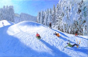 Ski à Morzine, France, 2023 (huile sur toile) - Andrew Macara