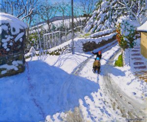Luge à Wirksworth, Derbyshire, 2024 (huile sur toile) - Andrew Macara