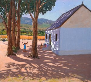 La balançoire, Klein (petit) Karoo, Afrique du Sud, 2000 (huile sur toile) - Andrew Macara