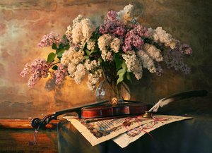 Nature morte aux lilas et au violon