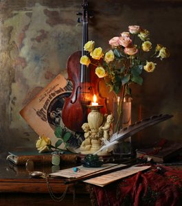 Nature morte romantique au violon