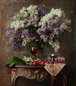 Nature morte vintage aux lilas