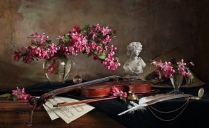 Nature morte au violon et aux fleurs