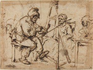 Un artiste assis à son chevalet - Andries Both