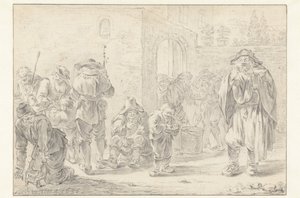 Distribution de nourriture aux pèlerins et mendiants à la porte d