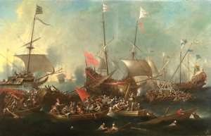 La Bataille de Lépante - Une bataille navale entre chrétiens et corsaires barbaresques, 1615-20 - Andries van Eertvelt