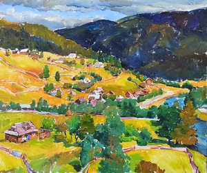 Village de montagne haut en couleur