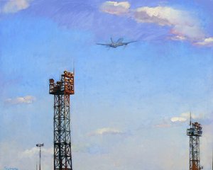 Un avion de chasse au-dessus des tours - Andrii Kutsachenko