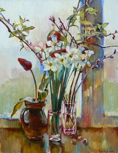 Fleurs printanières près de la fenêtre - Andrii Kutsachenko